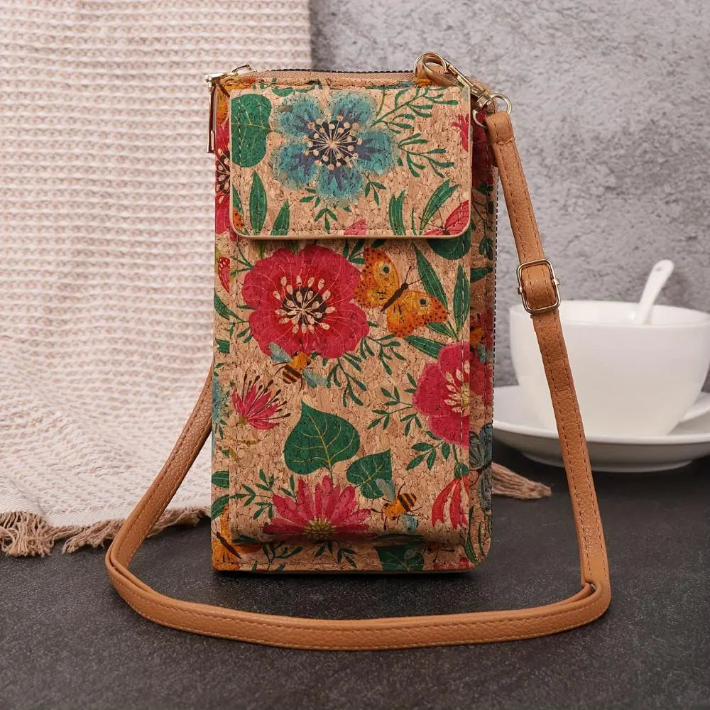 Portefeuille à bandoulière fleuri Lila Boho