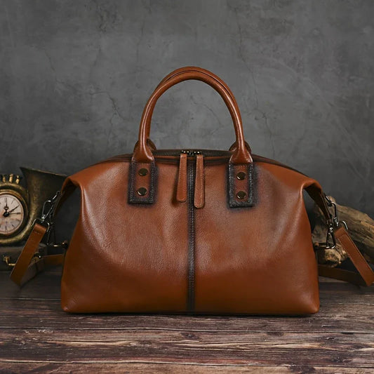 Sac à main vintage en cuir véritable pour femme